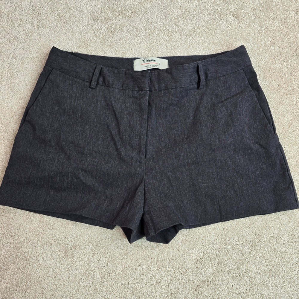 Classic Charcoal Gray High Waisted Tailored Shorts Size 7‎ Stretch Blend